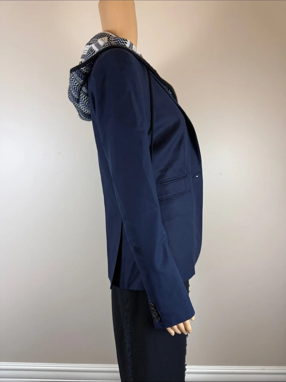 Veronica Beard Navy Cotton Dickey Jacket with Dickey Insert